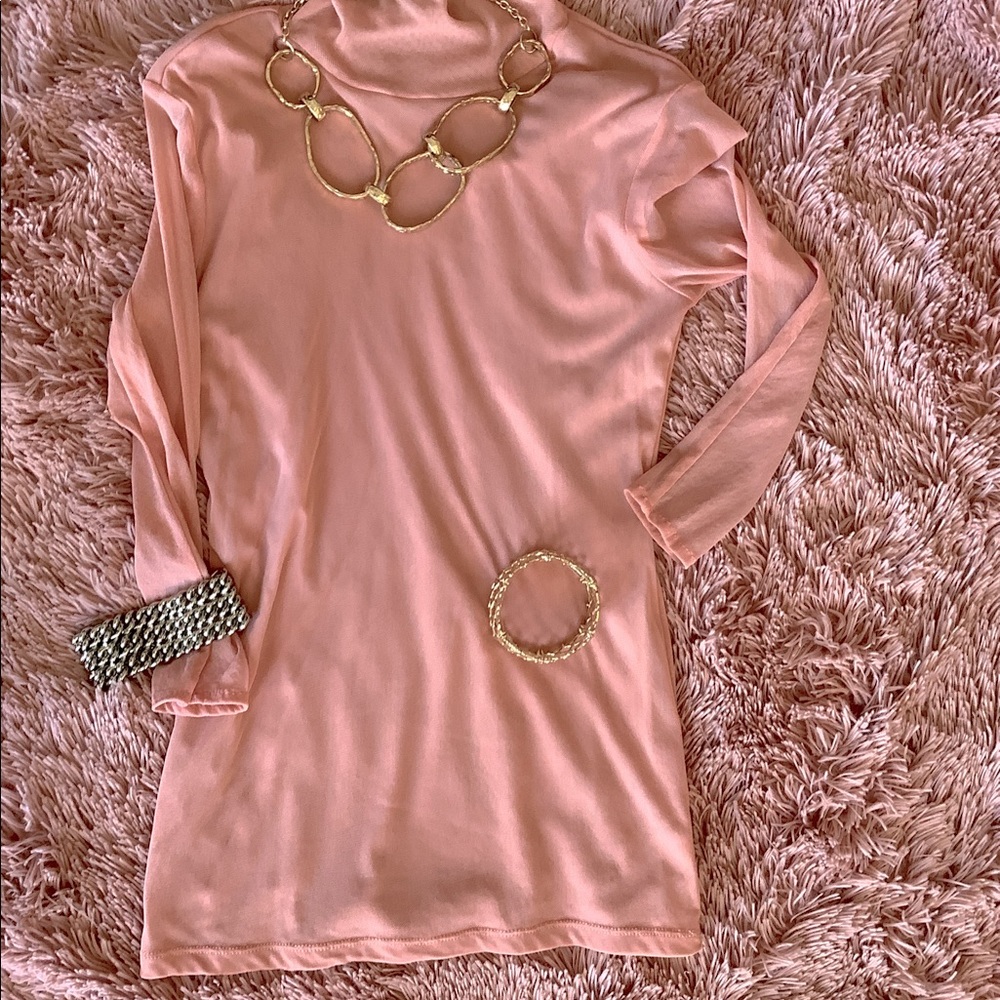 NWOT SOFT PINK MESH 3/4 SLEEVE TOP